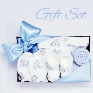 Baby Gift Set Hat Mittens Booties Washcloth -Puppy